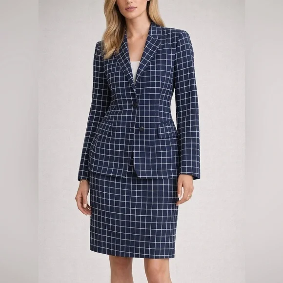 Nicola Vintage Italian Navy Blue Blazer and Skirt Set size 14 - Picture 1 of 16